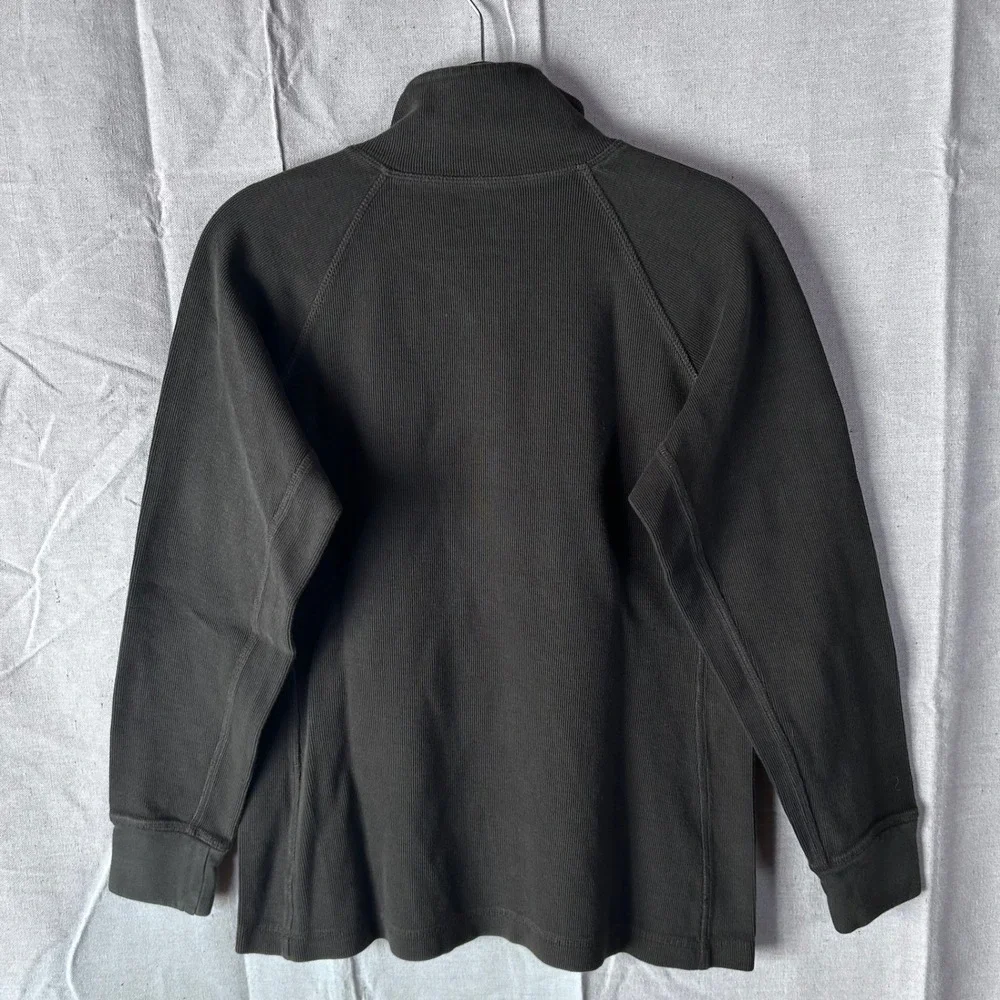 Duluth Trading‎ Co Mens Ribbed Cotton Henley Mock Neck Pullover Olive Green Sz M